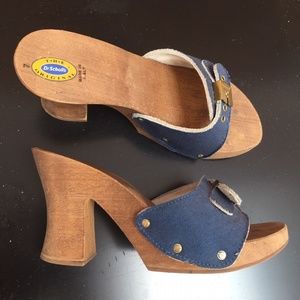 Dr. Scholl's Denim Wood Slip-On Sandals